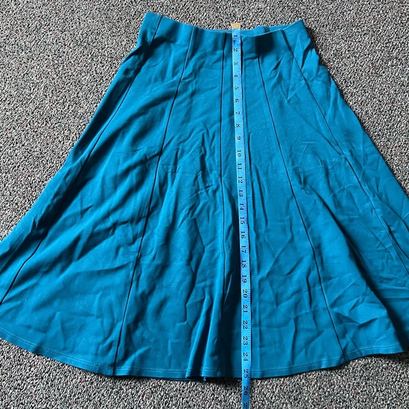 Torquoise Blue Green Midi Knee-Length Panel Pleated Stretch Full Circle Skirt M - Picture 15 of 15